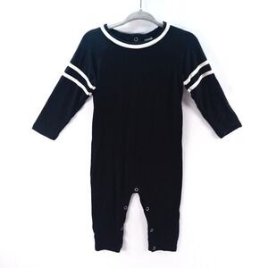 Kate Quinn Baby Romper 12-18M Black Bamboo‎ Blend Long Sleeve Snap Closure